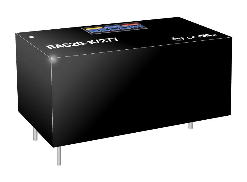 RAC20-24SK/277 AC/DC POWER SUPPLY, 1CH, 20W, 24V, 0.83A RECOM POWER