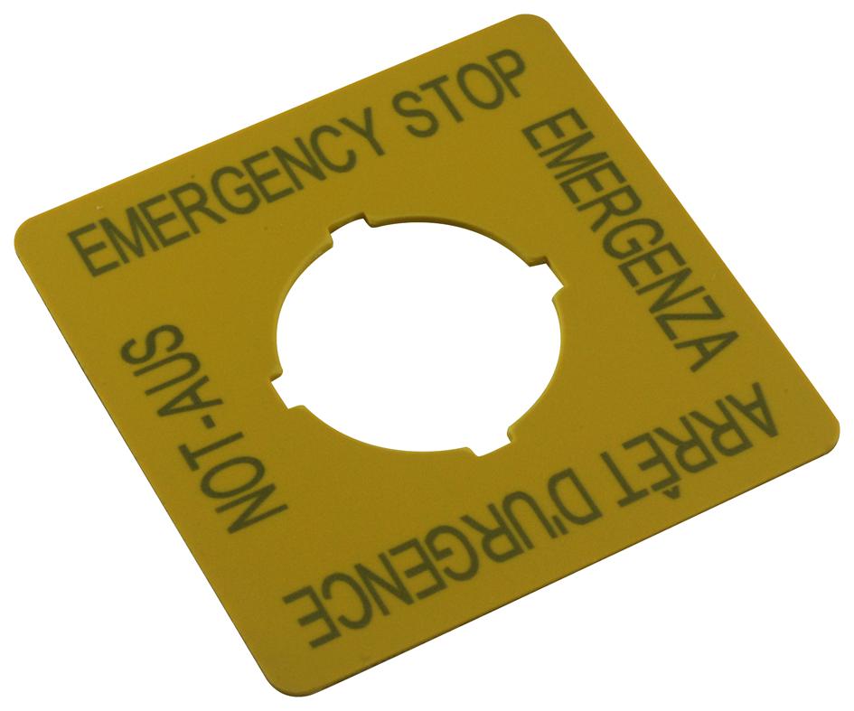 M22-XYK1 LABEL, EMERGENCY STOP, 4 LANGUAGE EATON MOELLER