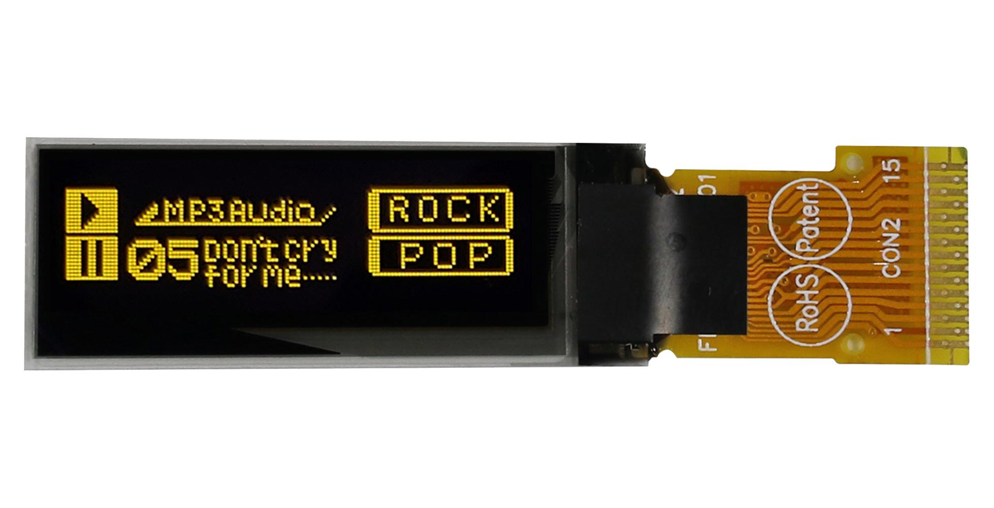 MDOG128032C2V-YS OLED GRAPHIC DISPLAY, COG, 128 X 32P, 3V MIDAS