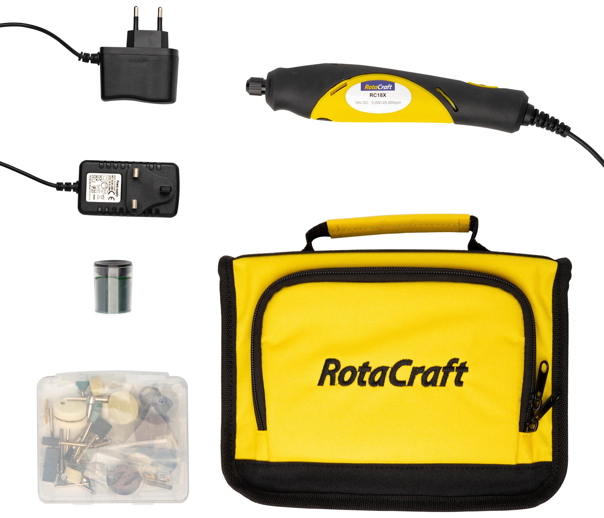 RC18X MINI ROTARY TOOL KIT, 25000RPM, 230VAC ROTACRAFT