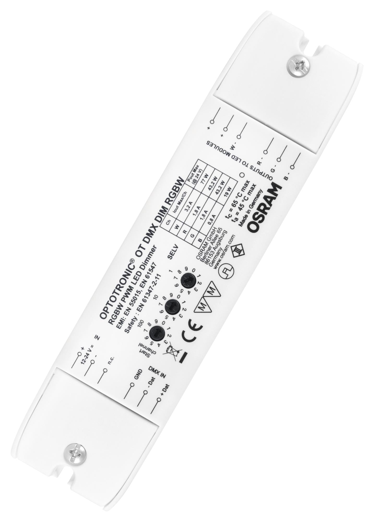 OT-DMX-RGBW-DIM LED DRIVER, DC/DC, CV, PWM, 182W OSRAM