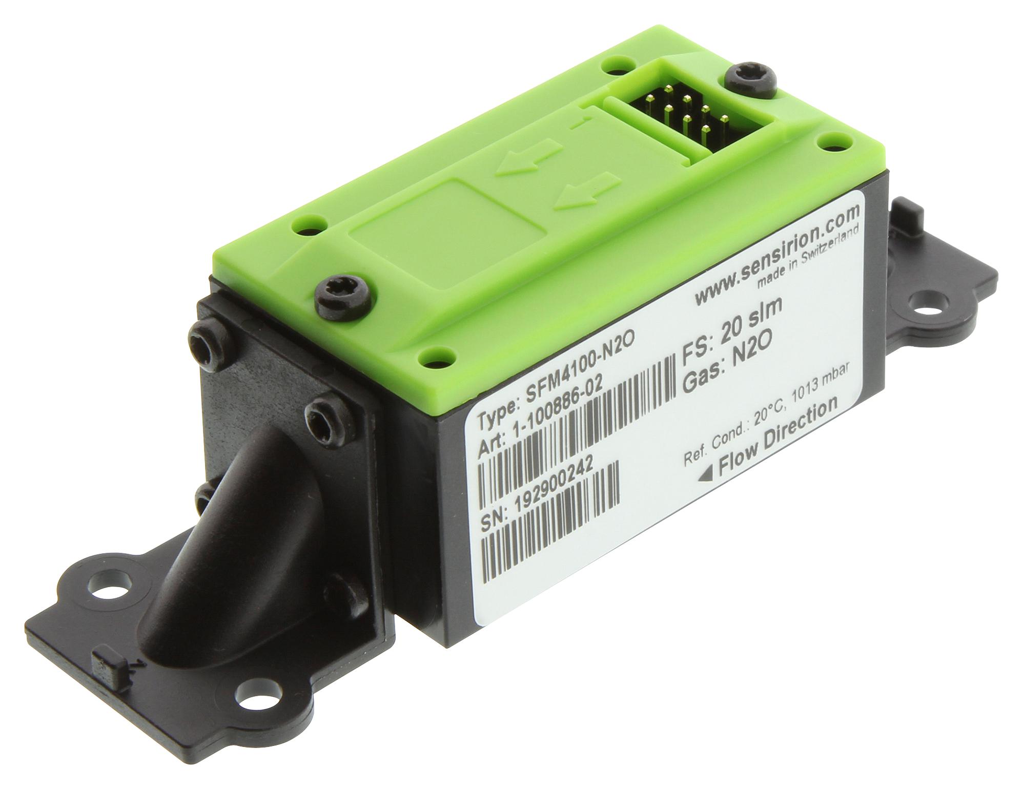 SFM4100-N2O DOWNMOUNT AIR FLOW SENSOR, 20LPM, 6BAR, 9VDC SENSIRION