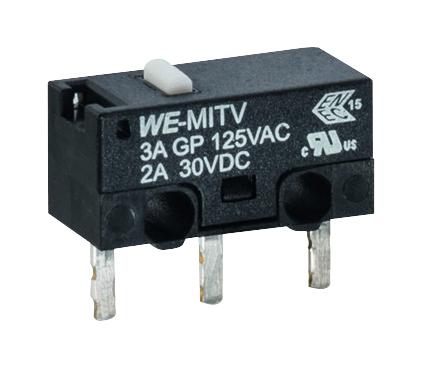 463093370402 MICROSWITCH, SPST, 2A, 30VDC, 80GF, THT WURTH ELEKTRONIK