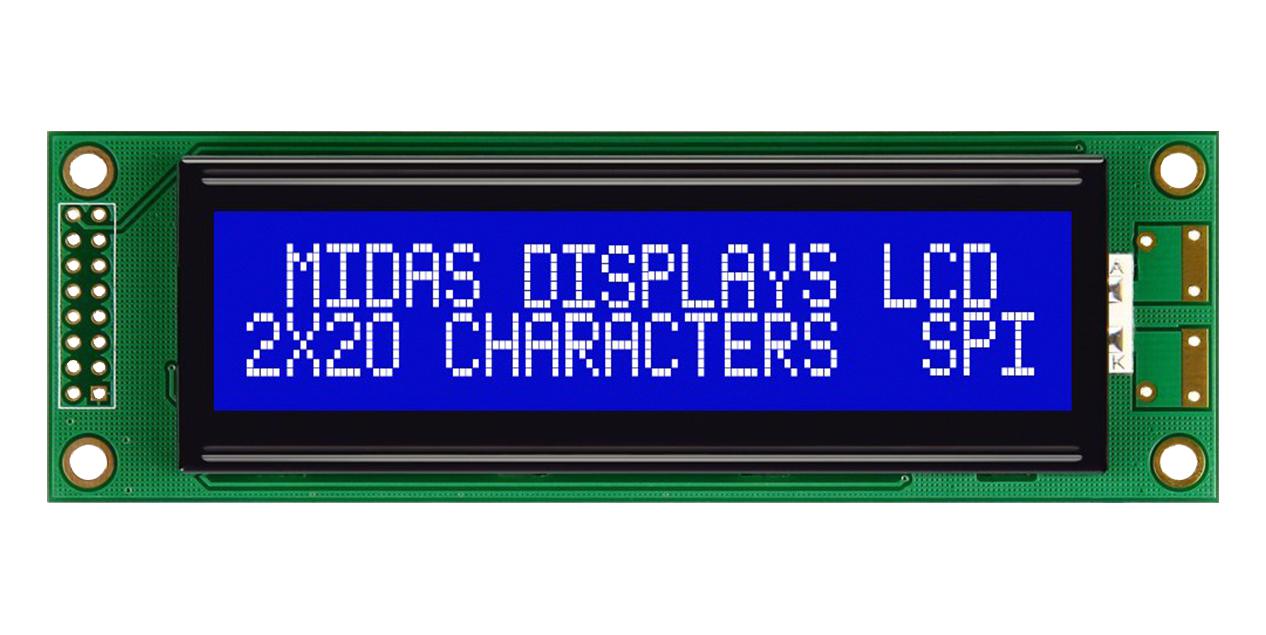 MC22005A6W-BNMLWS-V2 LCD MODULE, 20 X 2, COB, 5.55MM, BSTN MIDAS