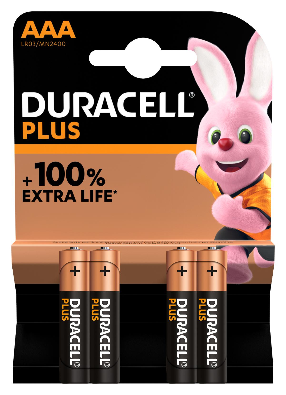 MN2400 P4 +/PWR BATTERY, ALKALINE, 1.5V, AAA, PK4 DURACELL