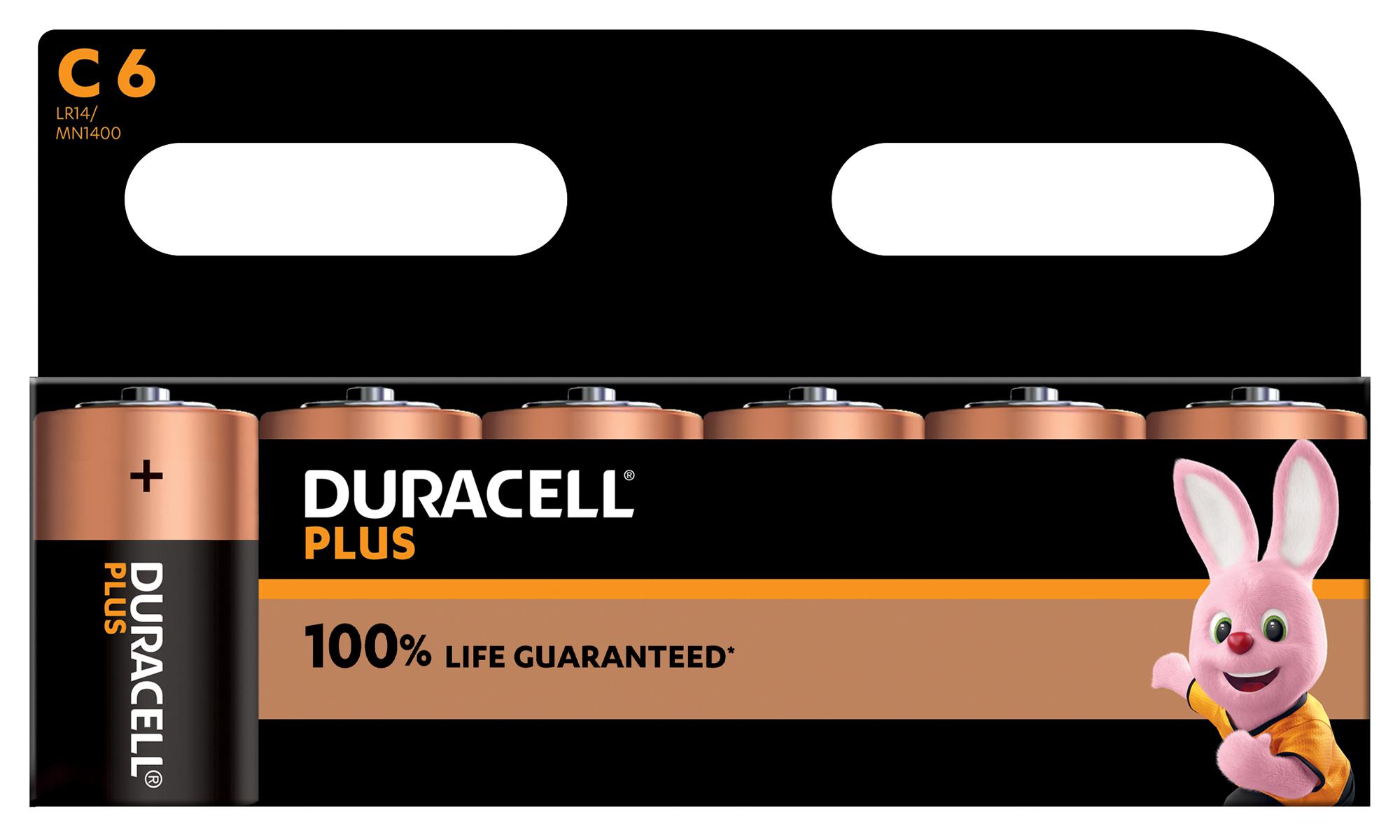 MN1400 P6 +/PWR BATTERY, ALKALINE, 1.5V, C, PK6 DURACELL