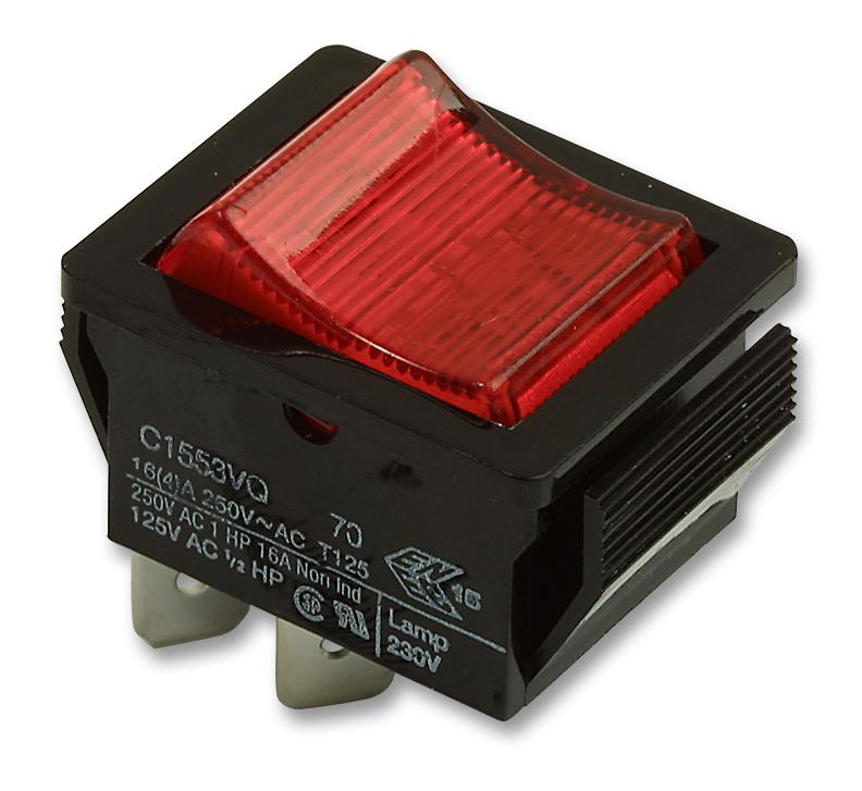 C1553VQNAI ROCKER SWITCH, DPST, ILLUM RED ARCOLECTRIC (BULGIN LIMITED)