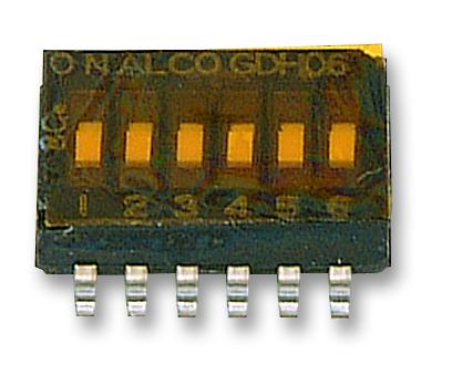 1571983-9 DIP SWITCH, 6POS, SPST, 0.025A, 24V, SMD ALCOSWITCH - TE CONNECTIVITY