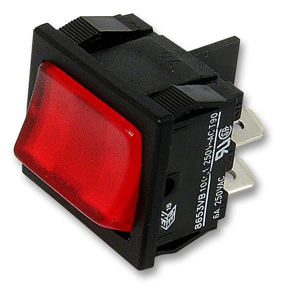 H8653VBNAC ROCKER SWITCH, DPST, ILLUM RED ARCOLECTRIC (BULGIN LIMITED)