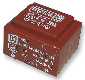44093 TRANSFORMER, 1.5VA, 230V, 2 X 12V MYRRA