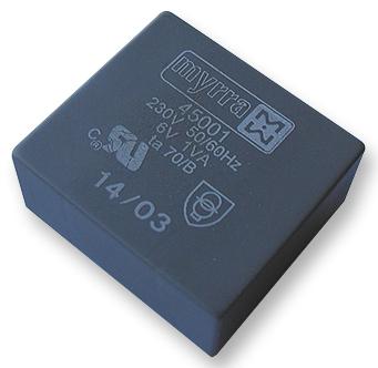 45001 TRANSFORMER, 1VA 230V 6V MYRRA