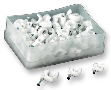 ROUND 8.0MM WHITE CABLE CLIP, POLYETHYLENE, 8MM, WHITE PRO POWER