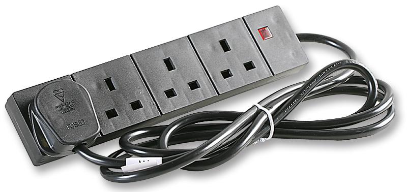 FR4 2 EXTENSION LEAD, 4WAY, BLACK, 2M PRO POWER