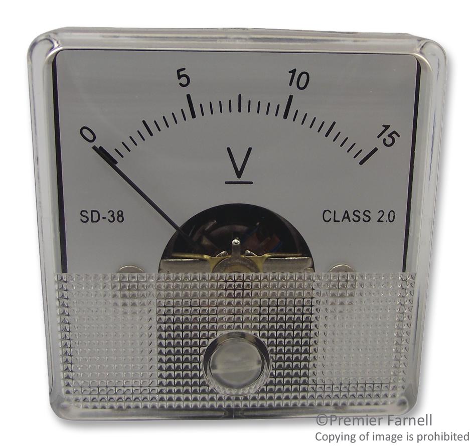SD38/0-15V METER, 45X45MM, 0-15V MULTICOMP