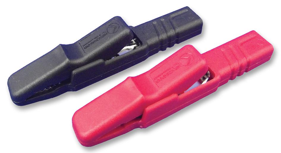 AK 2 S CROCODILE CLIP, 9.5MM, BLACK/RED, 25A HIRSCHMANN TEST AND MEASUREMENT