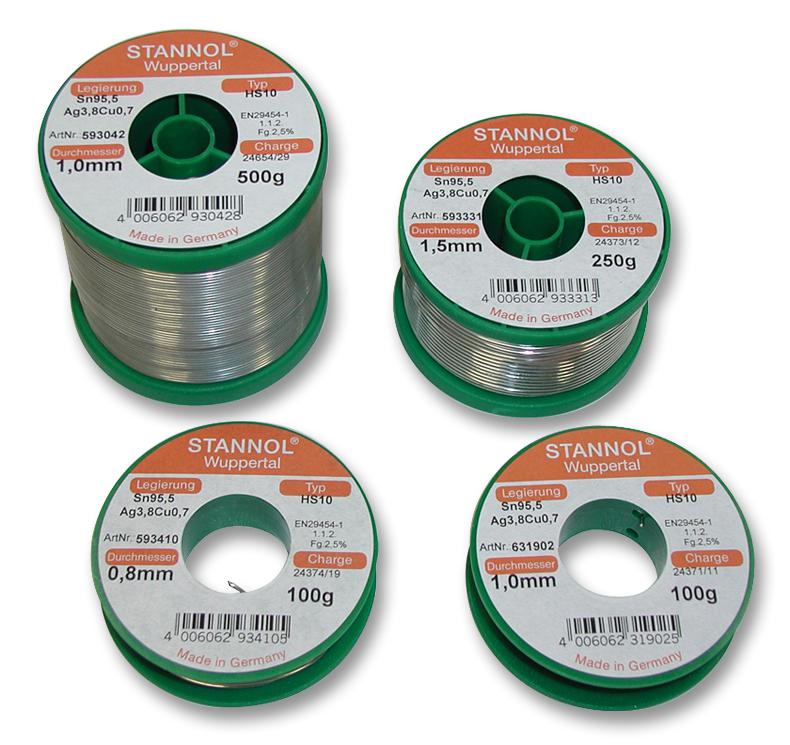 593331 SOLDER WIRE, LEAD FREE, 1.5MM, 250G STANNOL