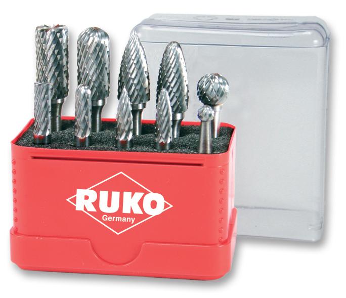 116002 ROTARY BURR SET, TC, 10PC RUKO