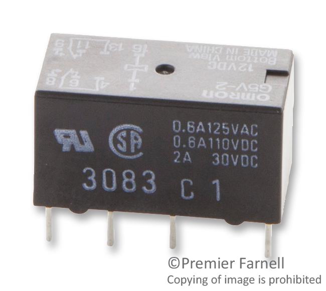 G5V-2  DC12 RELAY, SIGNAL, DPDT, 30VDC, 2A OMRON