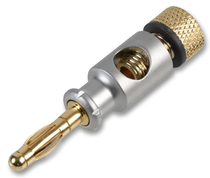 PSG03602 4MM PLUG, CHROME/GOLD, BLACK PRO SIGNAL