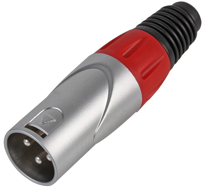 PLS000454 XLR PLUG, SILVER/RED 3P PULSE