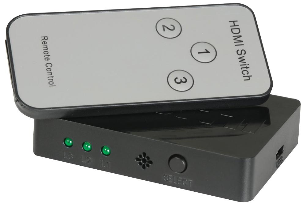 128.820UK SWITCH, MINI 3X1 + REMOTE AV:LINK