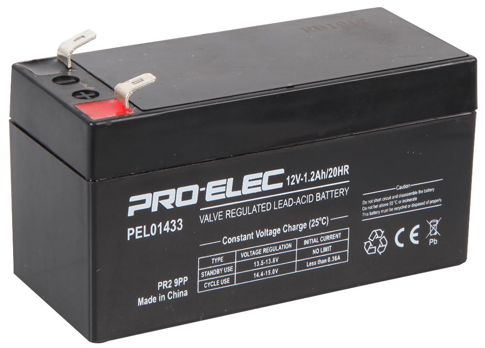 PEL01433 BATTERY,LEAD ACID,1.2AH,12V PRO ELEC