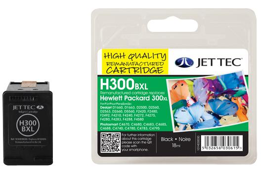 HP300B INK CART, REMANUFACTURED, 300XL, BLK JET TEC