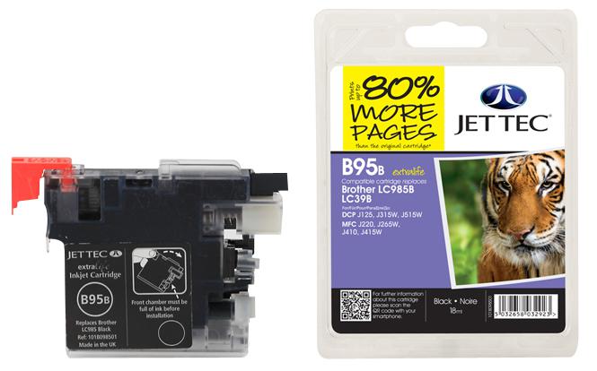 B95B INK CARTRIDGE, LC985 BLACK, REMAN JET TEC