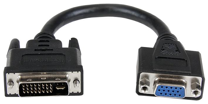 DVIVGAMF8IN ADAPTER, DVI-I 29P PLUG-VGA 8P RCPT, 8" STARTECH