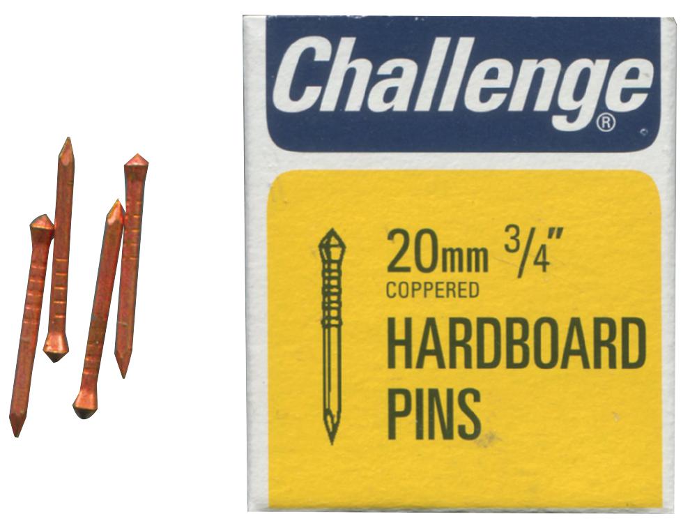 10806 HARDBOARD PINS COPPER PLATED 20MM (40G) CHALLENGE