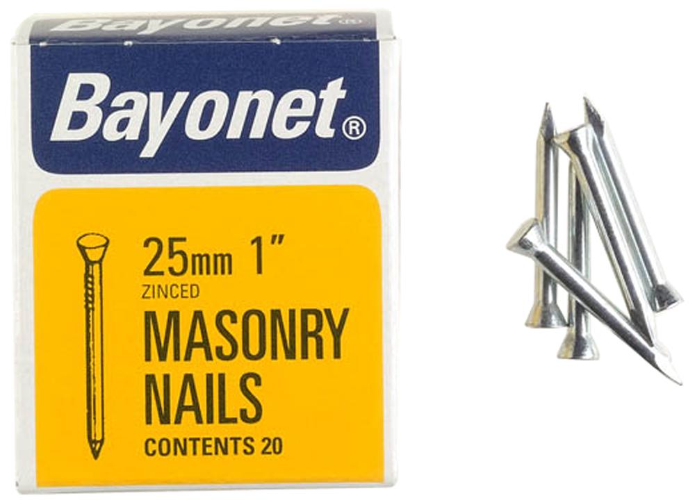 12204 MASONRY NAILS ZINC PLATED, 25MM (PK36) CHALLENGE