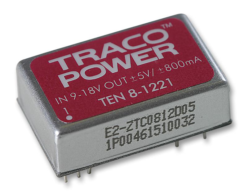 TEN 8-1221 CONVERTER, DC/DC, 8W, +/-5V TRACO POWER