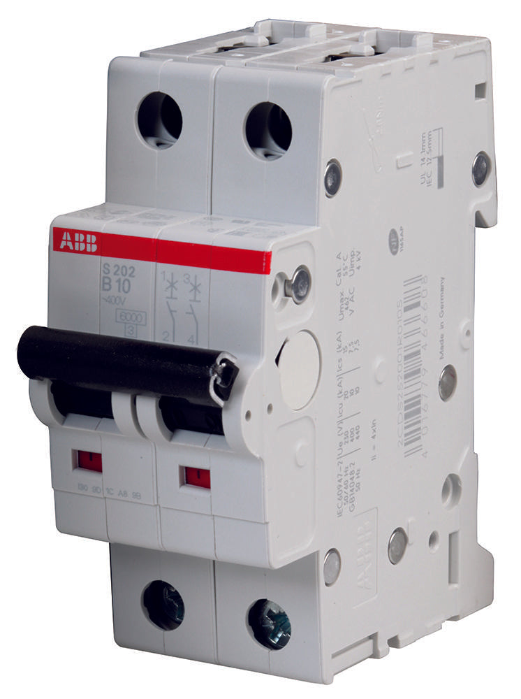 S202-B10 CIRCUIT BREAKER, THERMAL MAG, 2 POLE ABB