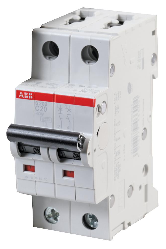 S202-C20 CIRCUIT BREAKER, THERMAL MAG, 2 POLE ABB