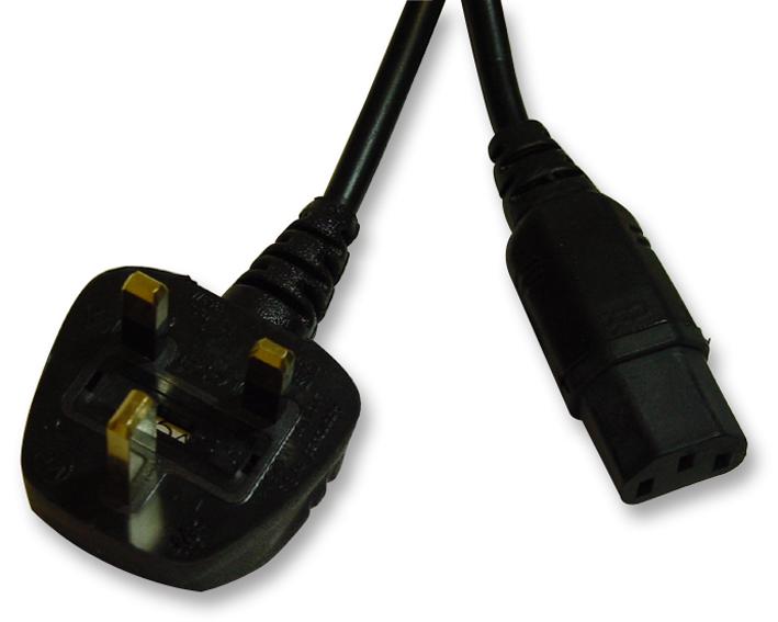 PE01057 LEAD UK PLUG TO IEC C13 BLACK SOCKET 2M PRO ELEC