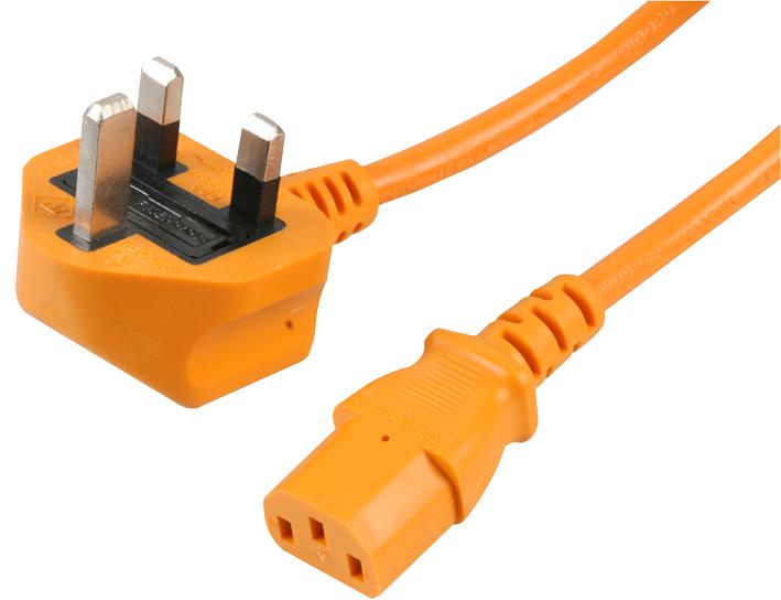 PE01081 LEAD UK PLUG - IEC C13 SOCKET 2M ORANGE PRO ELEC