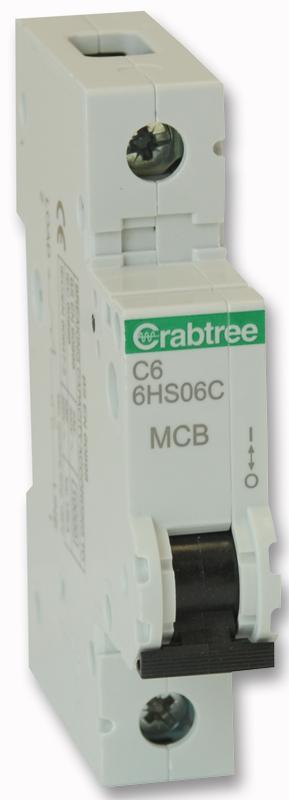 6HS06C 6A SP MCB C CURVE 10KA - EACH CRABTREE