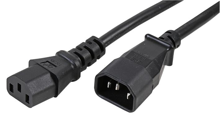 PE01088 POWER CORD, IEC C14-C13, 1M, BLK PRO ELEC
