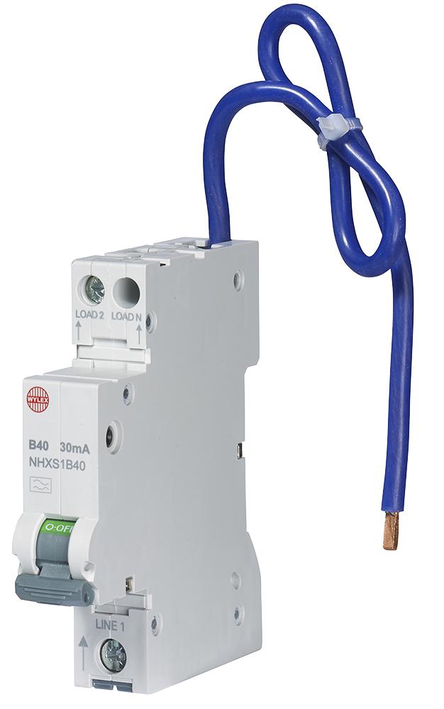 NHXS1B40 40A 30MA RCBO SINGLE MODULE B CURVE WYLEX
