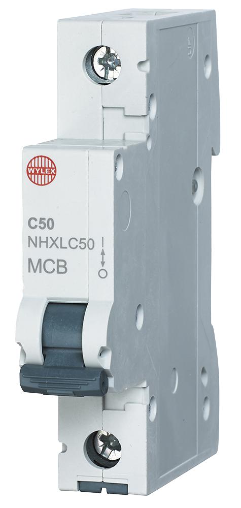 NHXLC50 50A SINGLE POLE C CURVE MCB WYLEX