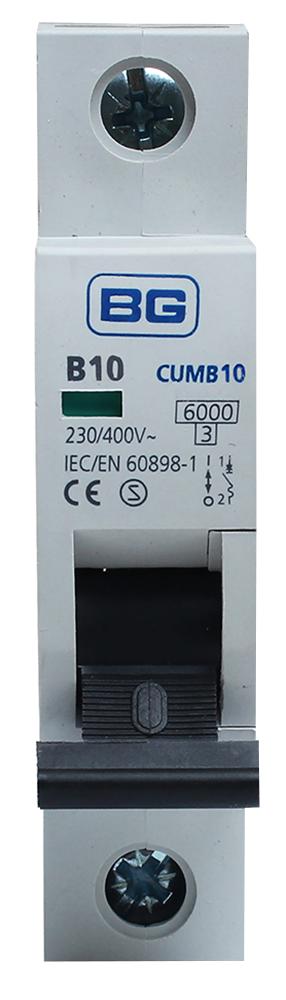 CUMB10-01 10A TYPE B MCB, SINGLE POLE, 6KA BG ELECTRICAL