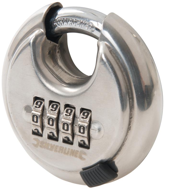 926157 COMBINATION S/STEEL DISC PADLOCK SILVERLINE