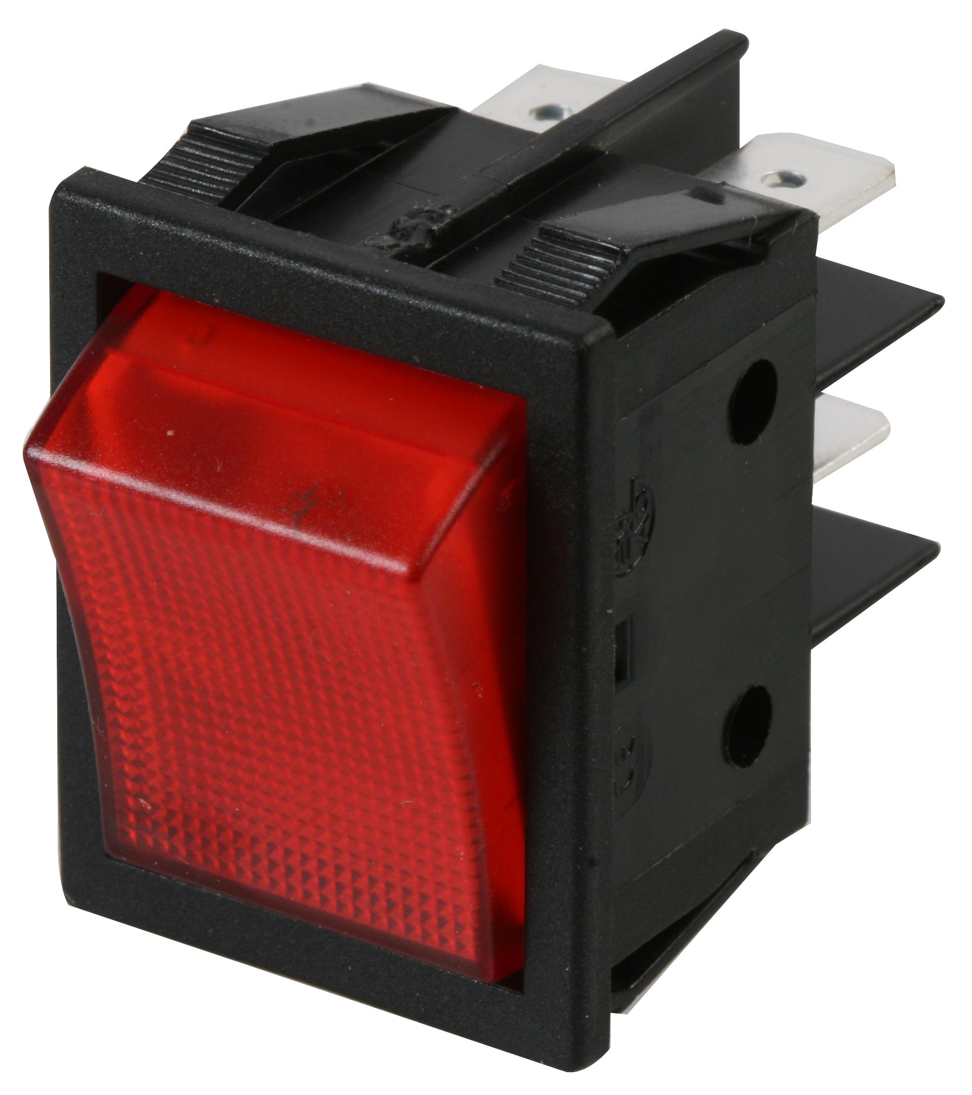 B418C1G000000 ROCKER SWITCH, DPST, 16A, 250V, PANEL MOLVENO