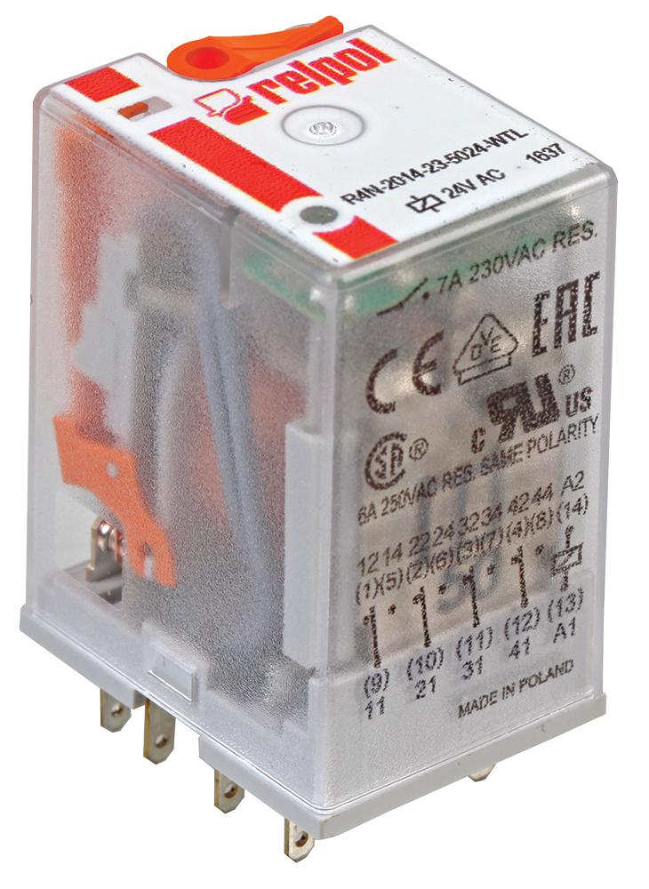 R4N-2014-23-5110-WTL 14-PIN INDUSTRIAL RELAY, 7A, 4PCO, 110V RELPOL