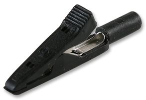 930317800 - Crocodile Clip, Spring Loaded Socket Ø 2 mm, 4 mm Jaw Opening, 8 A, Black - HIRSCHMANN TEST AND MEASUREMENT