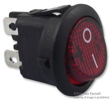 MR210R5LBR - Rocker Switch, Off-On, DPST, Illuminated, Panel Mount, Red, MR-R - APEM