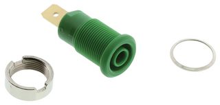 23.3060-25 - Banana Test Connector, 4mm, Socket, Jack, Panel Mount, 32 A, 1 kV, Gold Plated Contacts, Green - STAUBLI