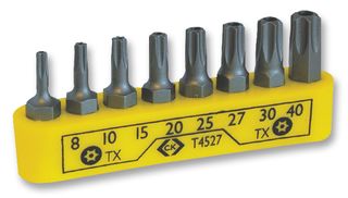 T4527 - Bit Set, Screwdriver, Torx, Tamperproof, TX8 - TX40, 8 Piece - CK TOOLS
