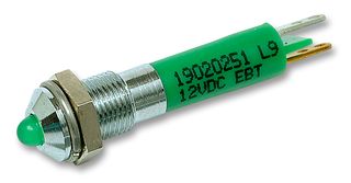 19000351 - LED Panel Mount Indicator, Satin Chrome Bezel, Green, 24 VDC, 6 mm, 15 mA, 6 mcd, IP40 - CML INNOVATIVE TECHNOLOGIES