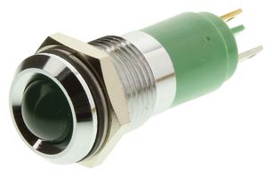 19210351 - LED Panel Mount Indicator, Satin Chrome Bezel, Green, 24 VDC, 14 mm, 20 mA, 70 mcd, IP67 - CML INNOVATIVE TECHNOLOGIES